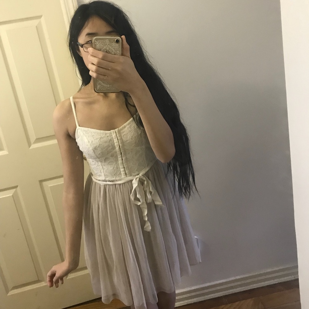 Sz0 American Eagle ballerina dress pink+white lace